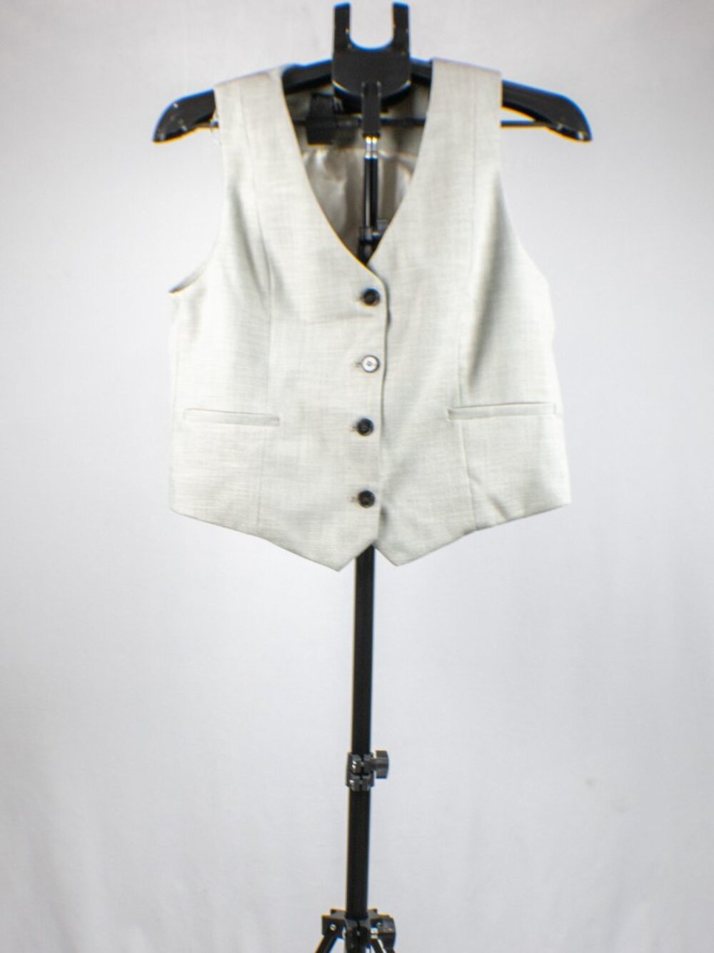 Zara Womens Small Light Grey Tailored Button Down Suit Vest Waistcoat Vintage Co